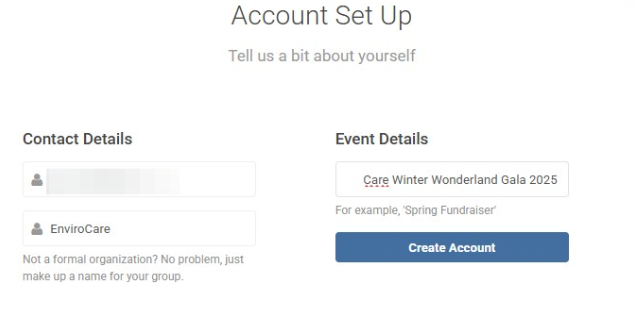 Contact and event details form