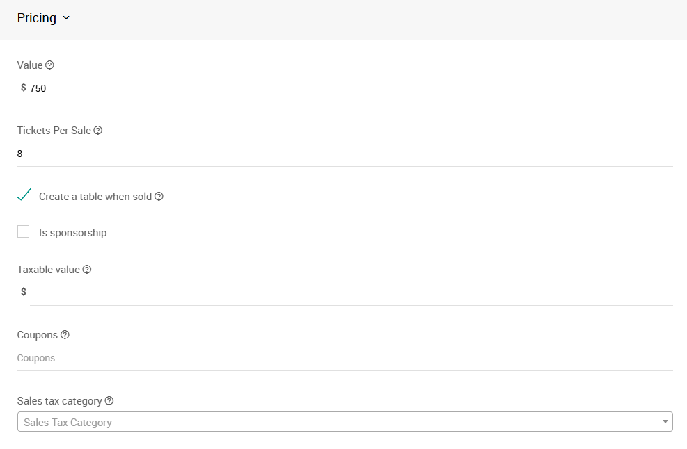 Create a table when sold checkbox on the Add Ticket page