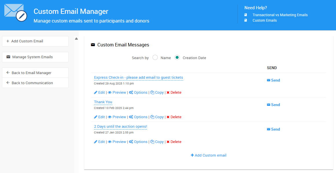 Custom Email Manager