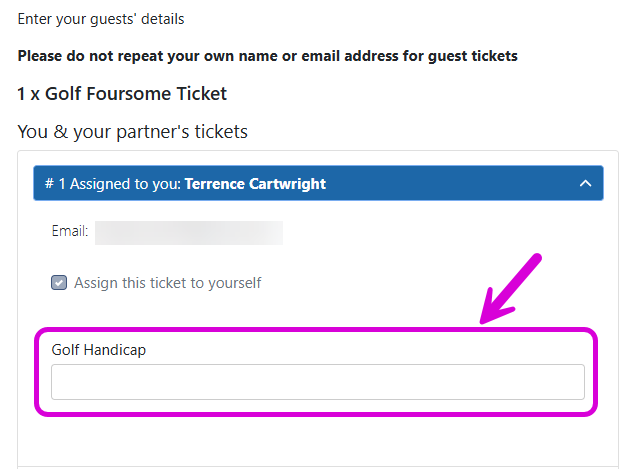 A Custom Question on an Admission Ticket Form