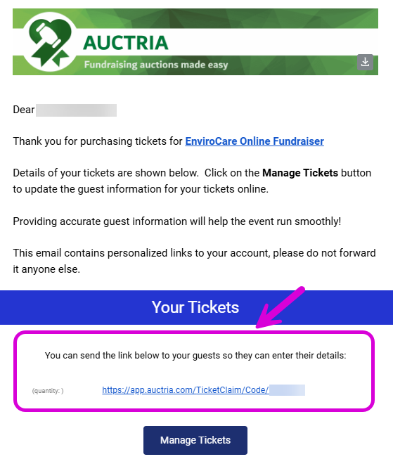 Ticket Statement Claim Link