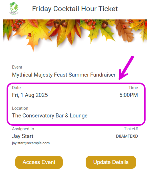 Scheduled Event e-Ticket