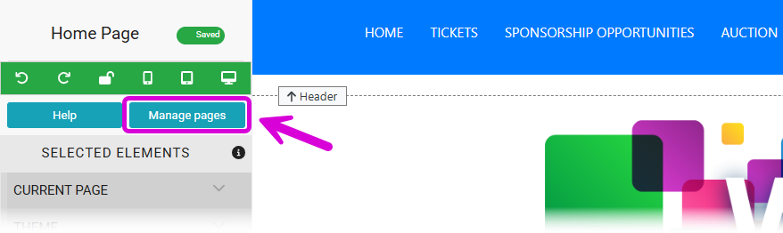 Manage Pages Button