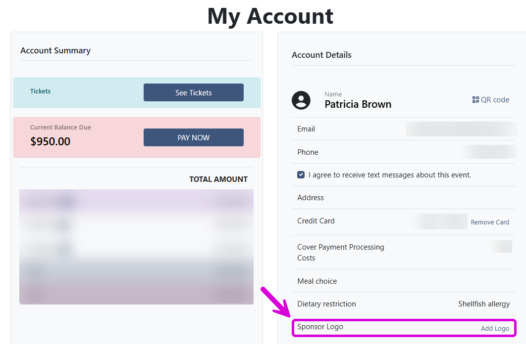 Add Sponsor Logo on My Account Page