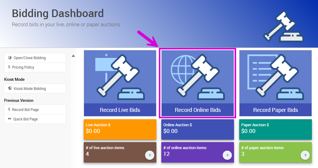 Record Online Bids
