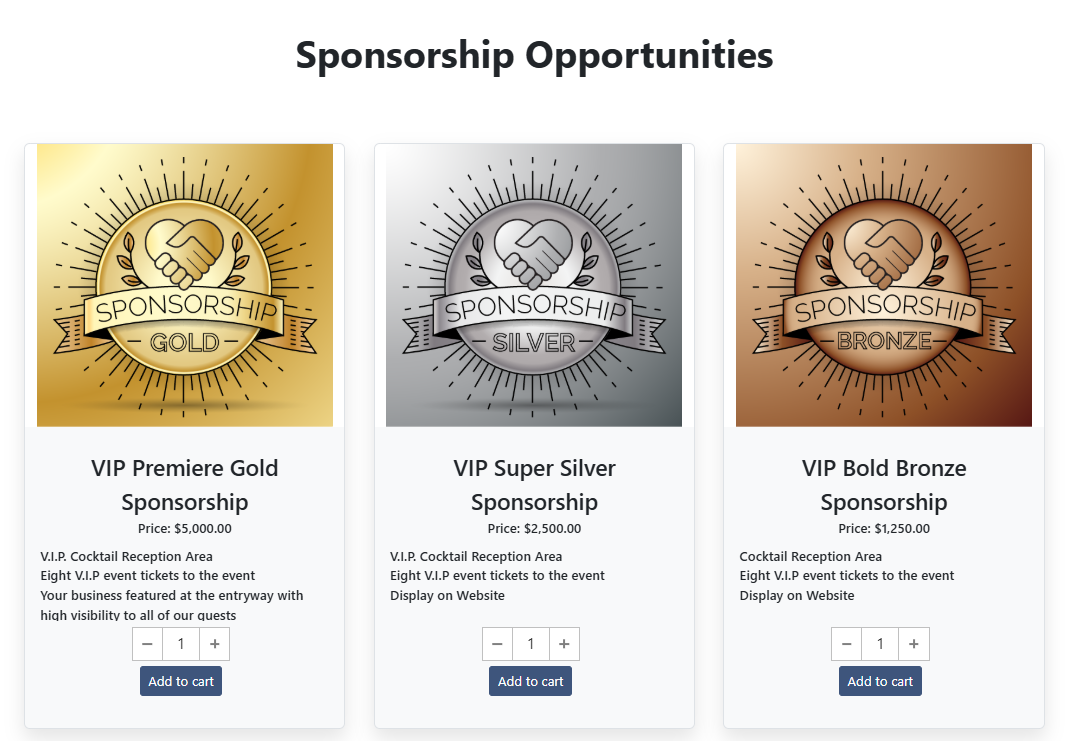 Sponsorship Items Displayed on the Event Website