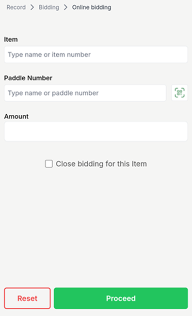 Record Online Bid