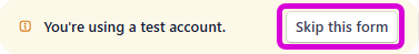 Skip this account form link on the Stripe.com connect page