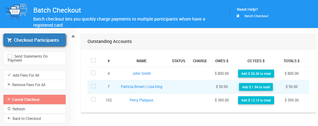 Batch Checkout Page