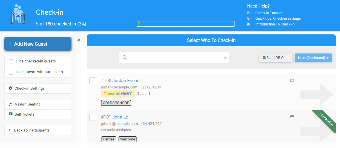 Check In Page