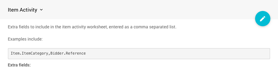 Item Activity Fields option in Export Settings