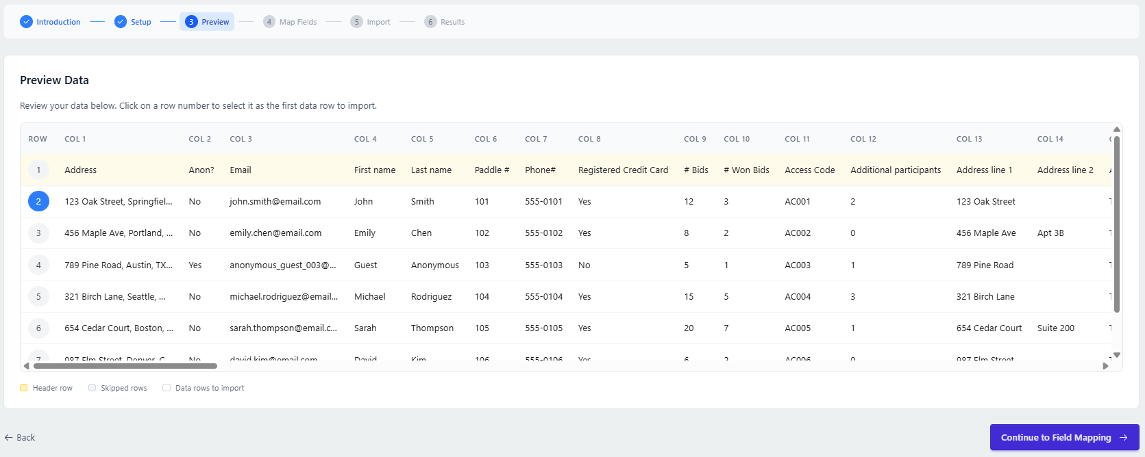 Preview Data Page