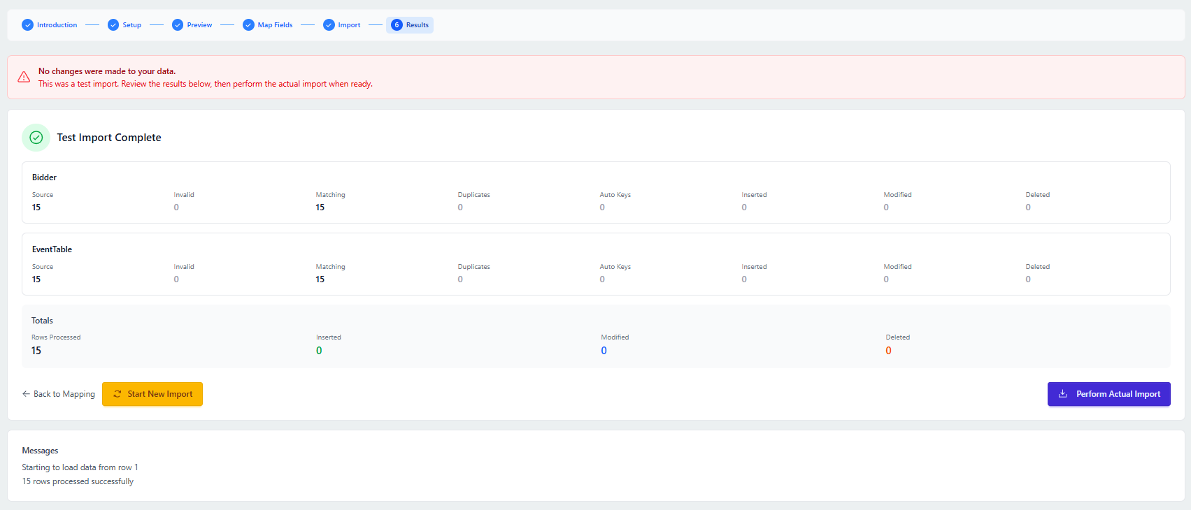 Test Import Page