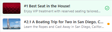 Item list rows showing a dot for unsaved changes and a tick for a saved description