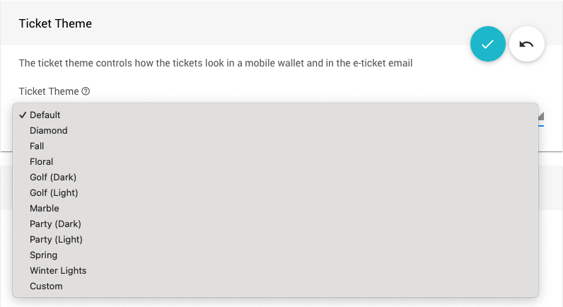 Ticket Theme selection