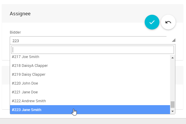Assignee block with pencil icon for editing