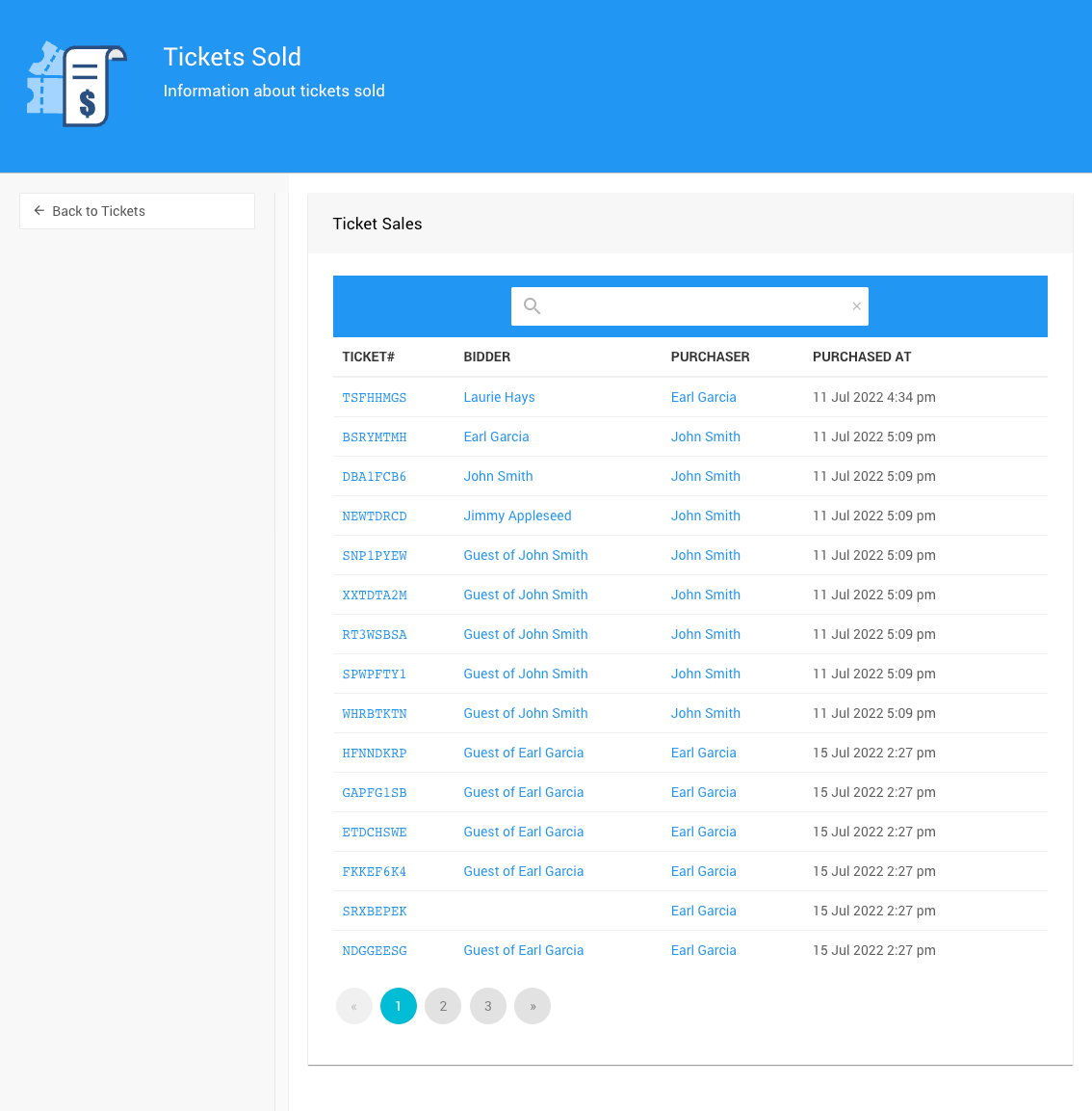 Tickets Sold report