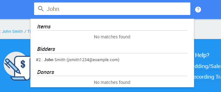 Search bar for finding a participant
